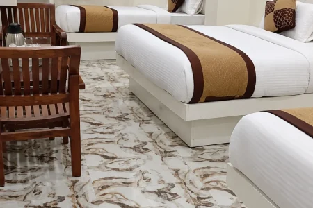Modern Hotel Room with Marble Floors